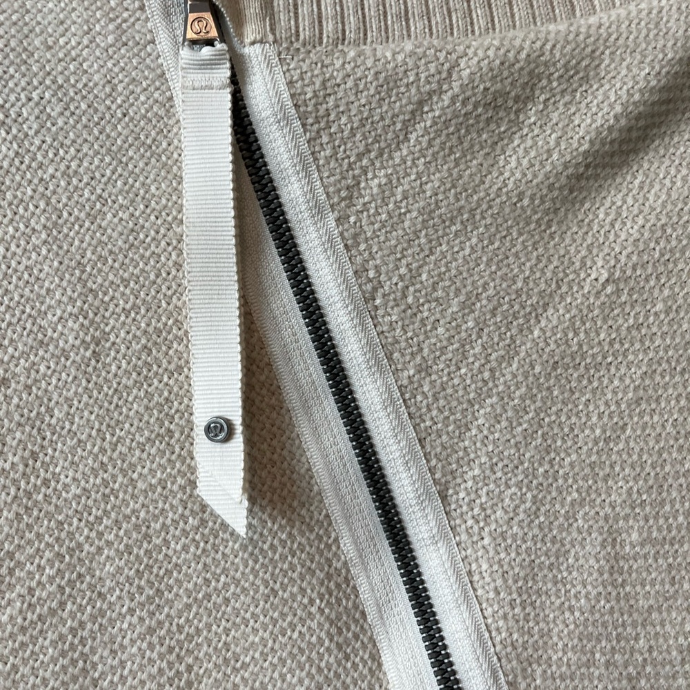 Lululemon Cream Asymmetrical Zip Knit Poncho Sweater - Picture 7 of 14